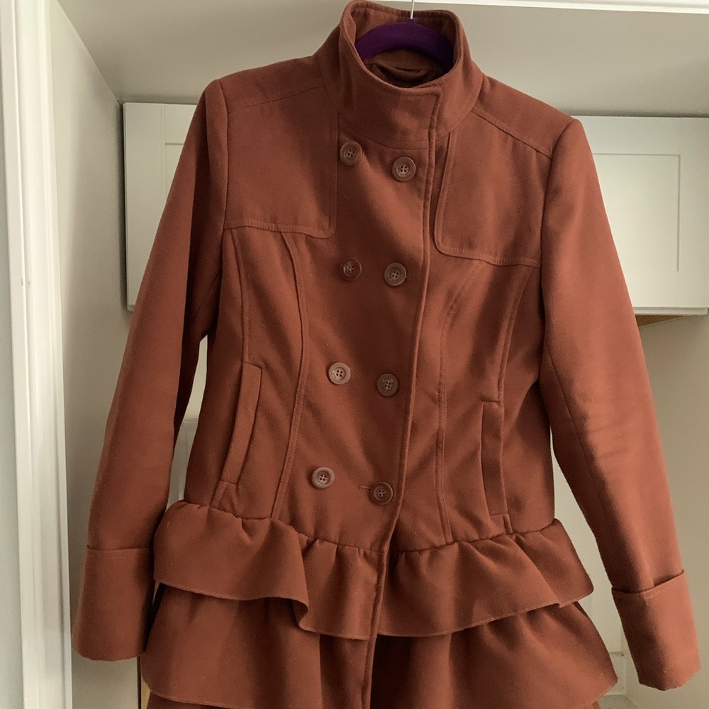 Women's Pea Coat - Brown - xhiliration - L